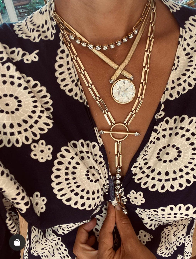 anitique gold dbl layer swarovski necklace