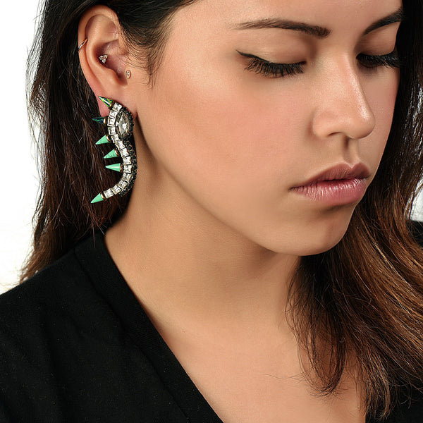 opal spike earrings