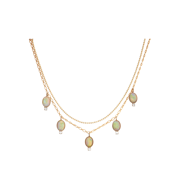 14k gold vermeil opal necklace