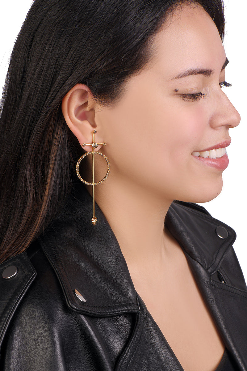swarovski crystal circle bar earring