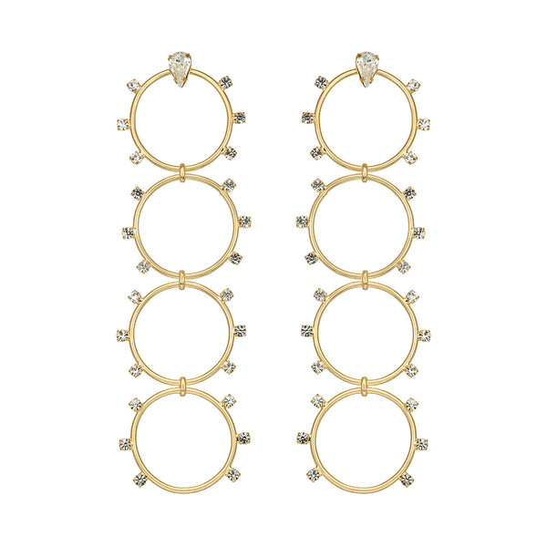 4 circle long earrings