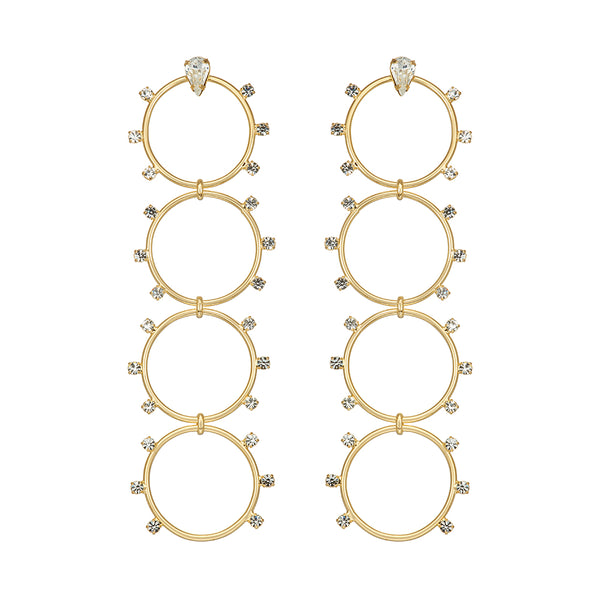 4 circle long earrings