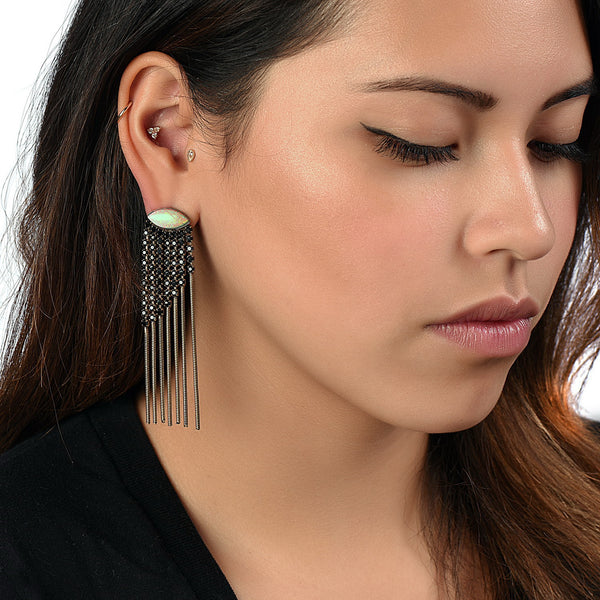 opal fringe earrings