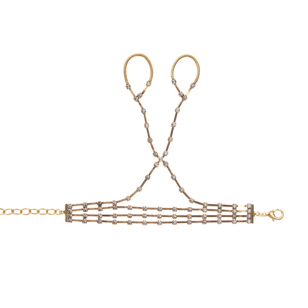 antique gold swarovski hand chain