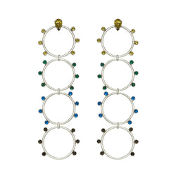 4 circle long earrings