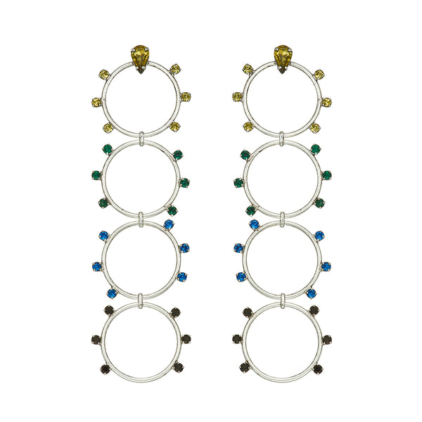 4 circle long earrings