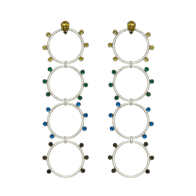 4 circle long earrings