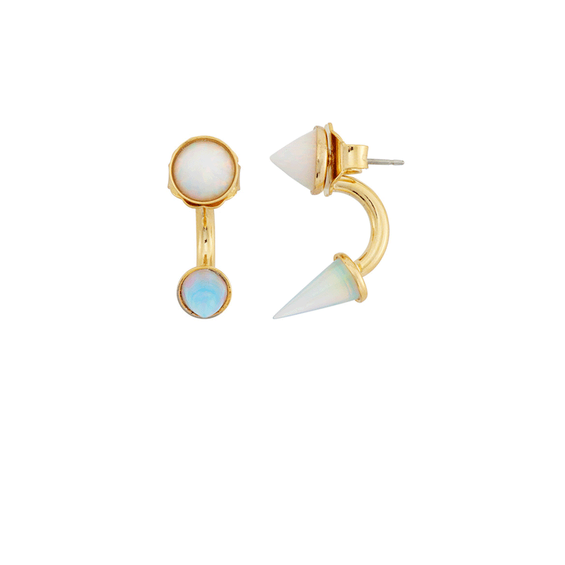 leo white and gold ear jackets