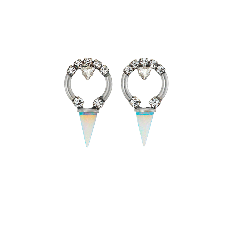 spike opal swarovski crystal earring