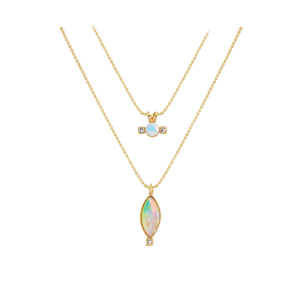 14k gold vermeil opal dbl layer necklace
