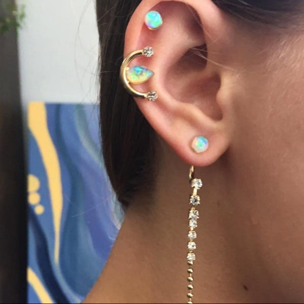gold plated delicate opal stud earring