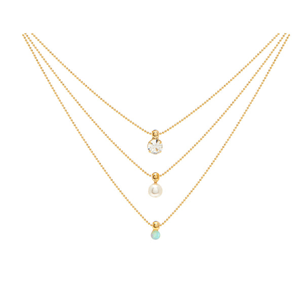 14k gold vermeil 3 strand necklace