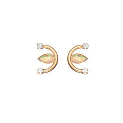gold plated delicate opal stud earring