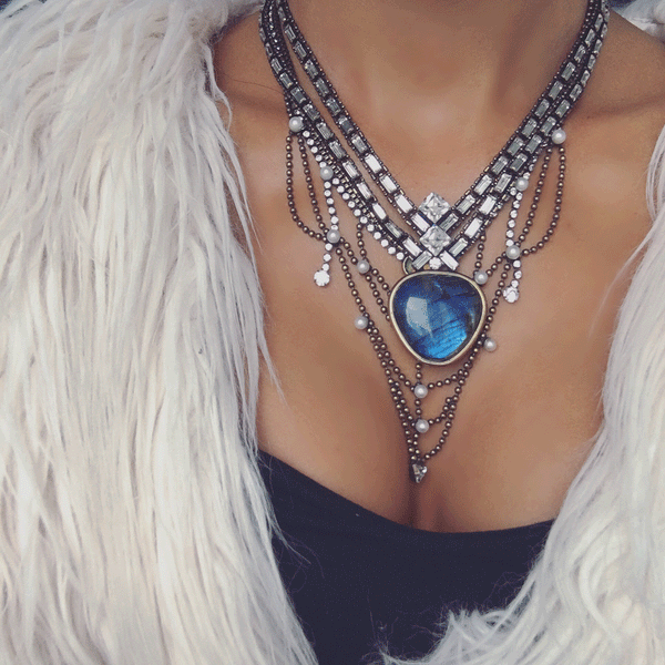 Labradorite Necklace with swarovski crystals