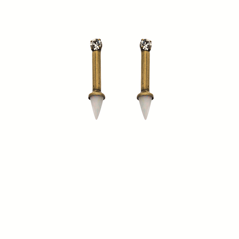 Liz Spike Earrings Brass/White