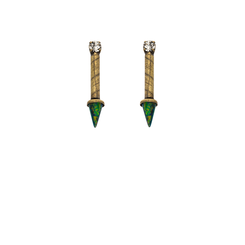 Liz Spike Earrings Brass/Green