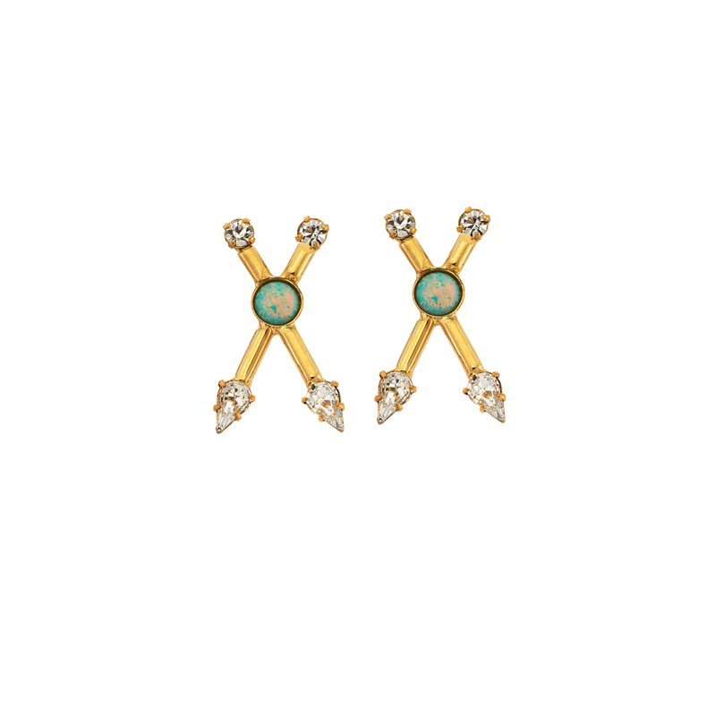 Mojo Earrings Baby Green Gold Plated
