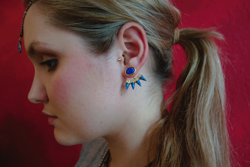 opal and swarovski ear jackets