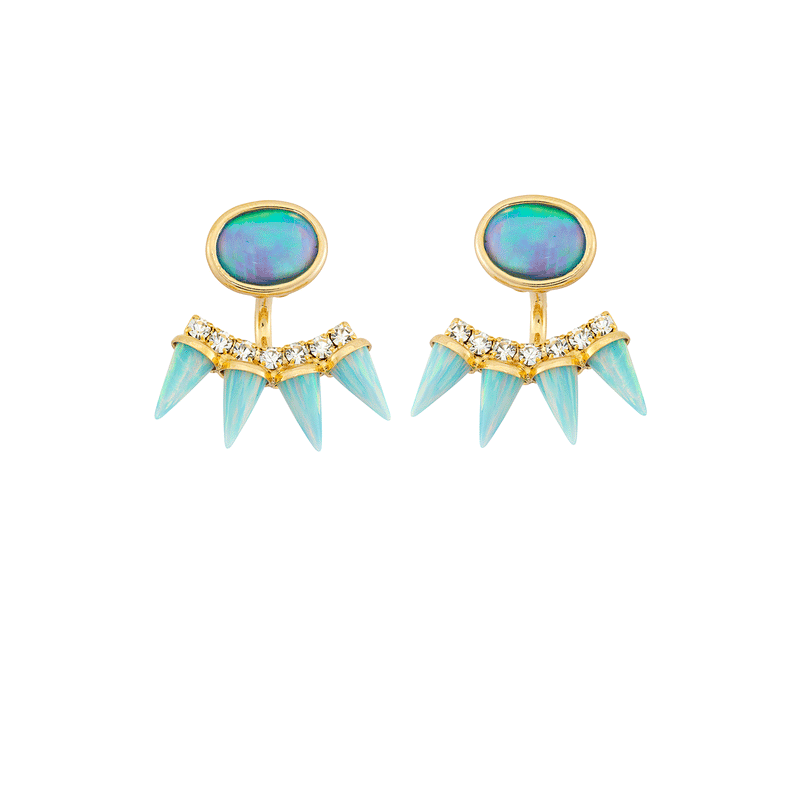 baby green spike jacket earrings