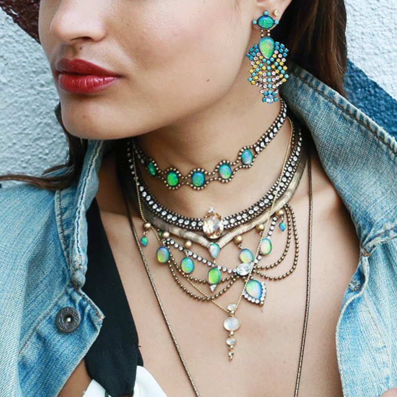 swarovski opal crystal earring