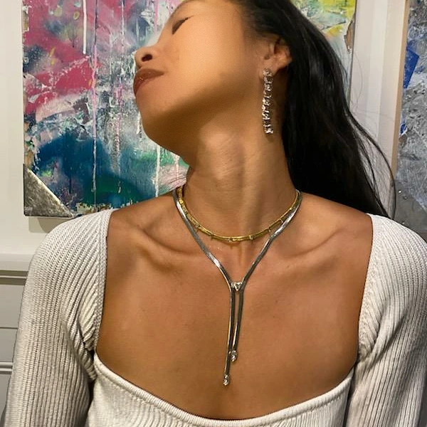 HARLEM Baguette Snake Necklace